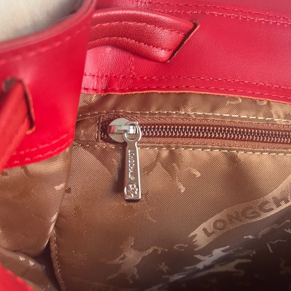 Longchamp Le Pliage Cuir Mini XS Leather Casual Logo Red Backpack - Picture 9 of 12